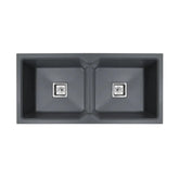 Fossa 37"x18"x10" inch Quartz Double Bowl Stone Kitchen Sink ( Grey ) Fossa Home